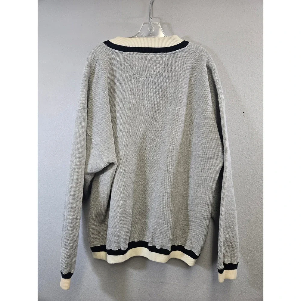 BAC Premier Alaska Vintage Collegiate V-Neck Knit Pullover Sweater Gray XL